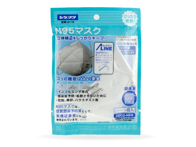 日本重松制作所DD02 N95級(jí)別防粉塵霧霾口罩顆粒物花粉飛沫無閥(圖5)